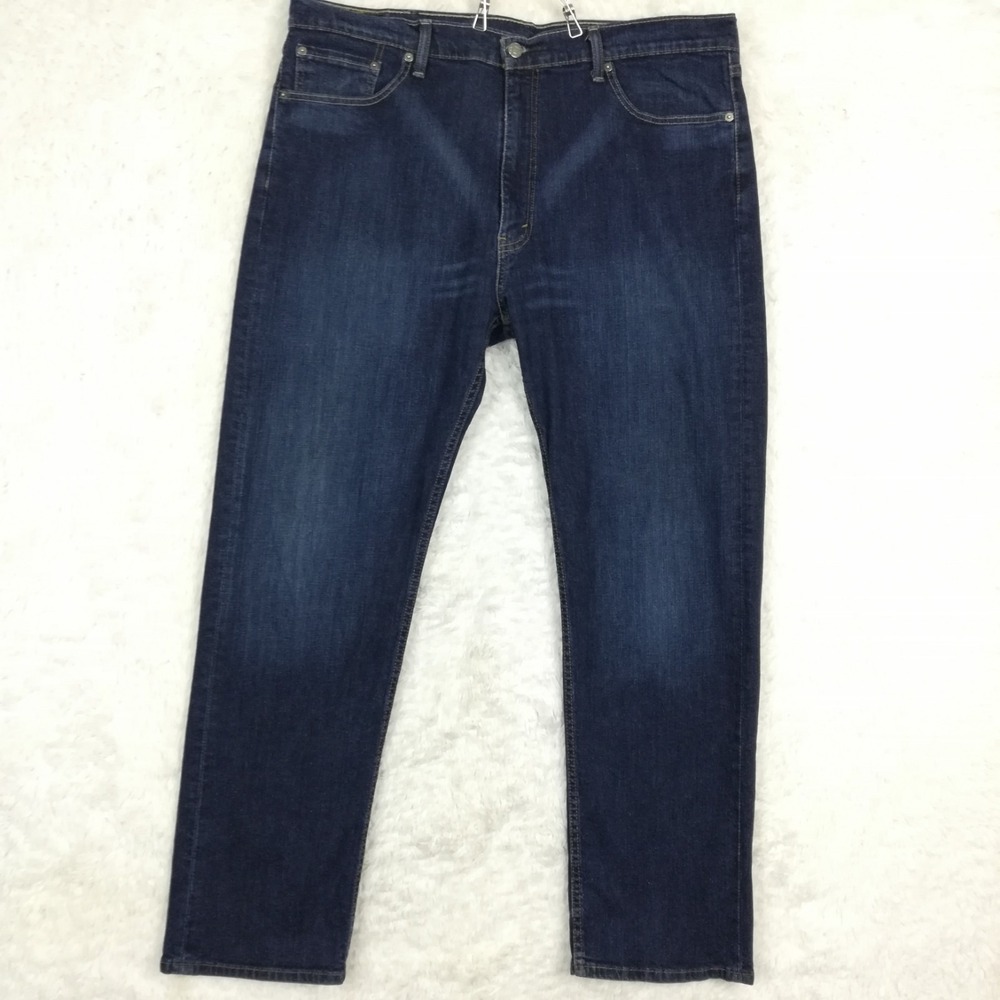 Levi's Mens Jeans 505 Straight Leg Blue Denim Dark Wash Whiskering Regular 40x32